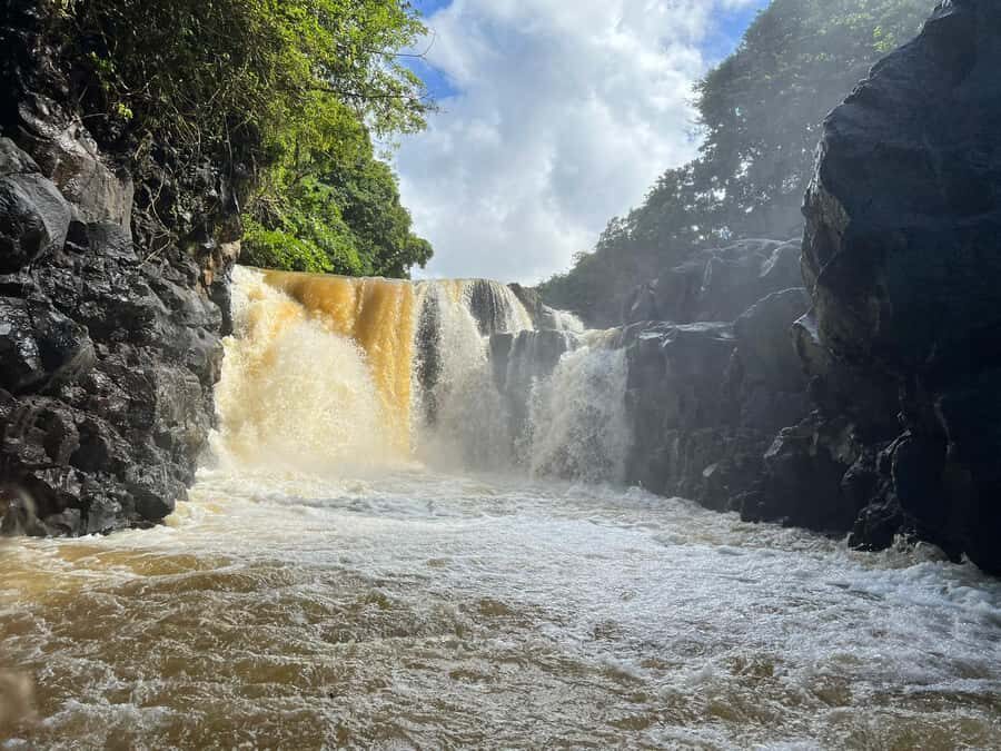 Ile Aux Cerfs: Catamaran Cruise, island, waterfalls, Lunch - Sailing the east coast: where the views do the work