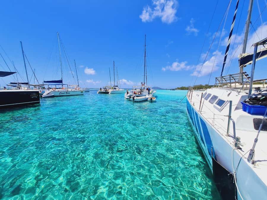 Ilot Gabriel: Catamaran Cruise & BBQ Lunch - Dinghy transfer and the catamaran anchorage you’ll actually notice
